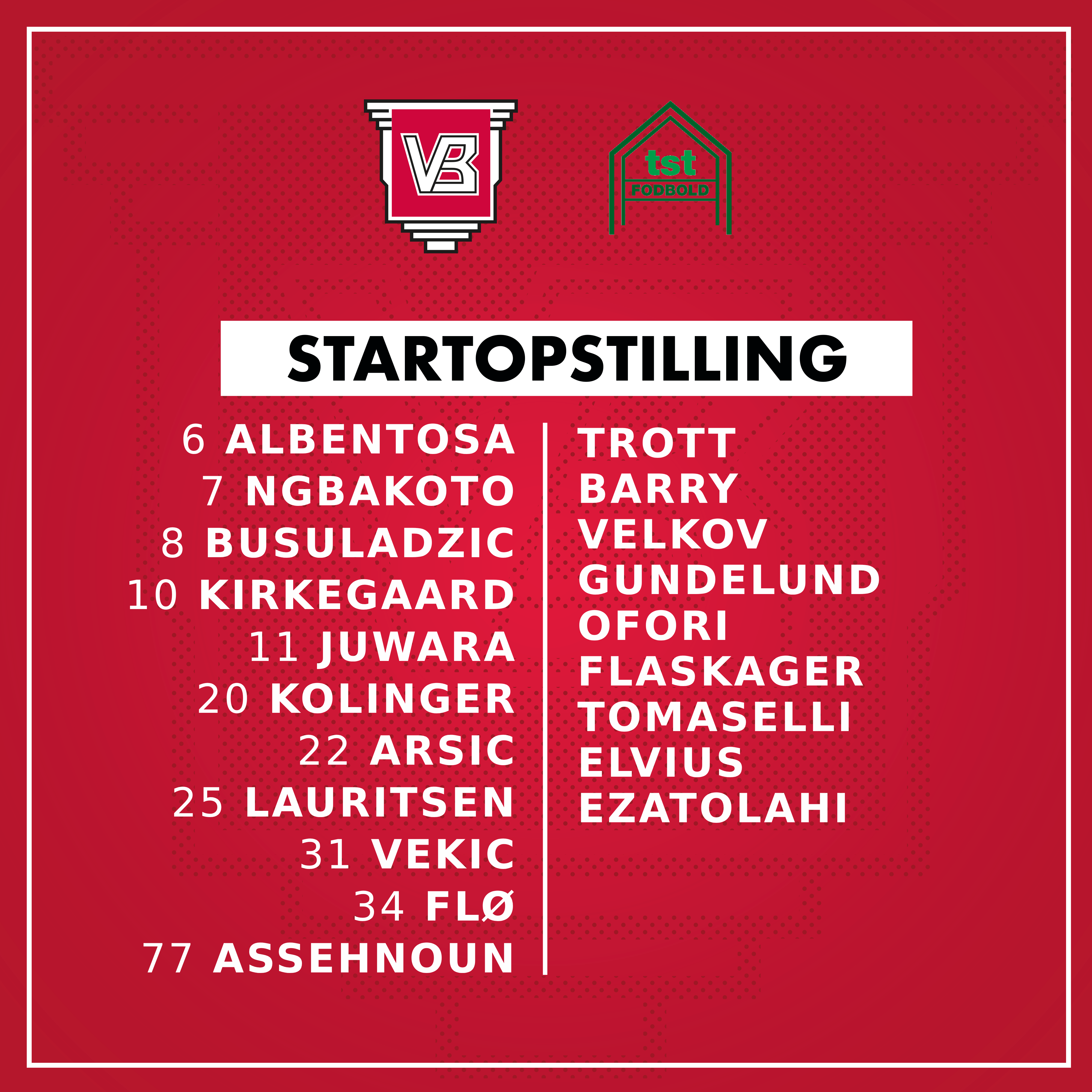 Startopstillingen Mod Tst | Vejle Boldklub